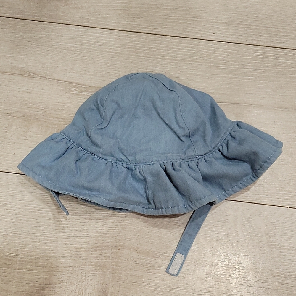 OshKosh B'gosh Light Blue Baby Hat 12-24M Baby Girl Sun Hat 100% Cotton Velco